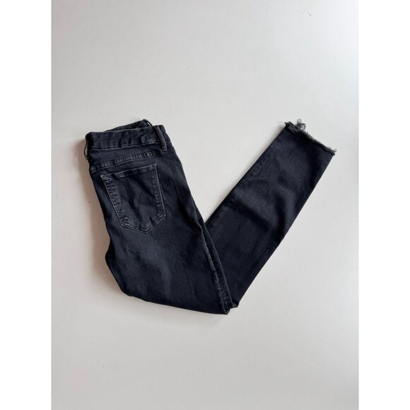 MOTHER The Looker Ankle Fray Blackbird Cropped Mid Rise Skinny Jeans, Size 27 - Picture 5 of 16
